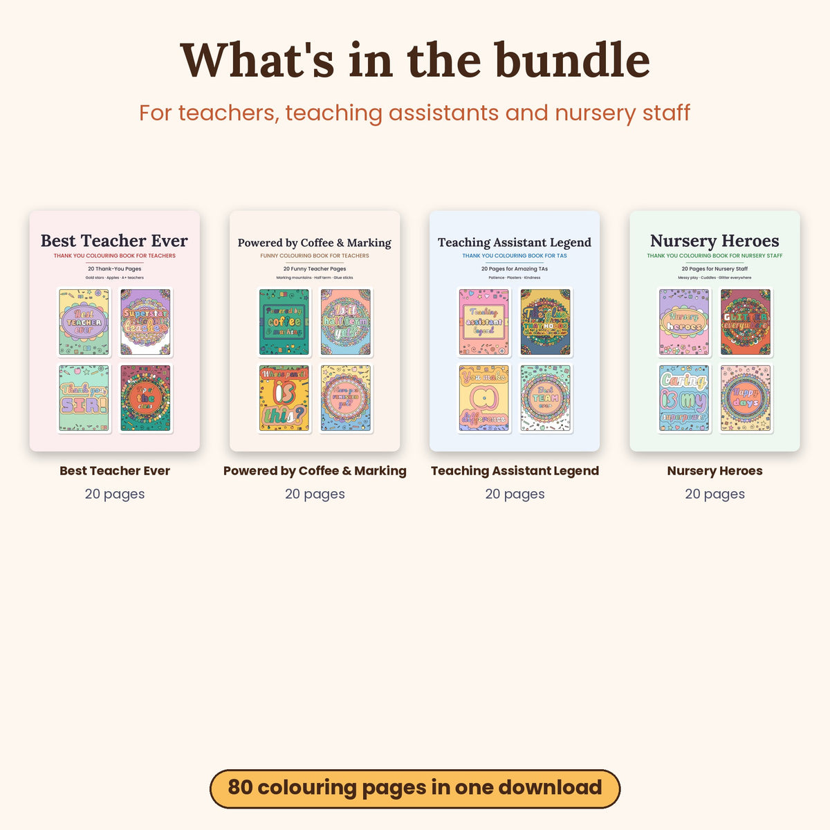 Teacher Gifts Bundle – Printable Colouring Books