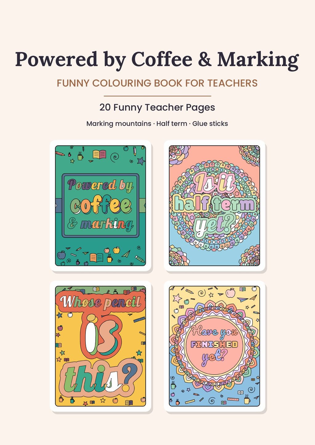 Powered by Coffee & Marking – Printable Colouring Book