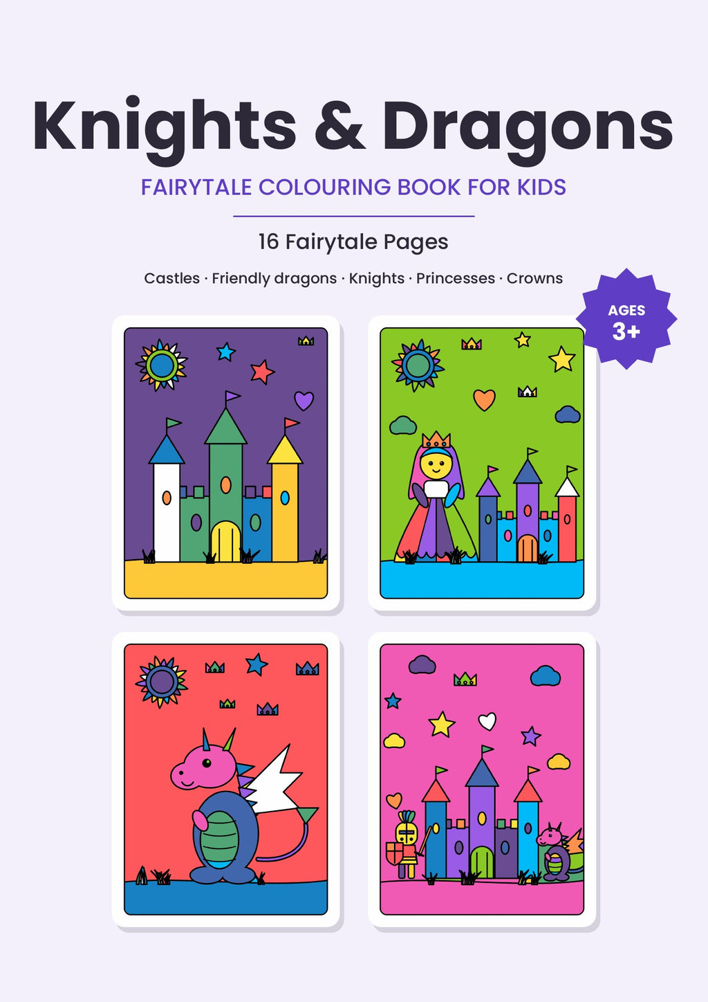 Knights & Dragons – Kids' Colouring Book (PDF Download)